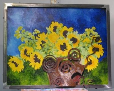 Metallbild Blumentopf
