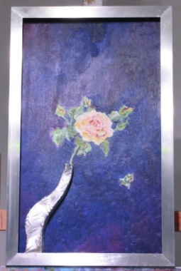 Metallbild die Rosenvase