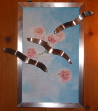 Metallbild Rosenflug